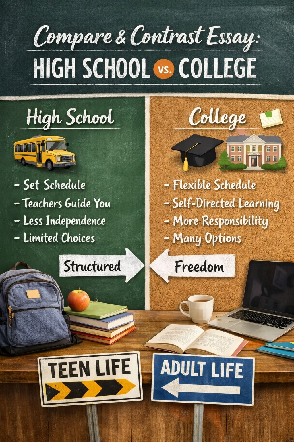 Compre School compare and contrast essay high school and college Cheap, Fast & 100% ...